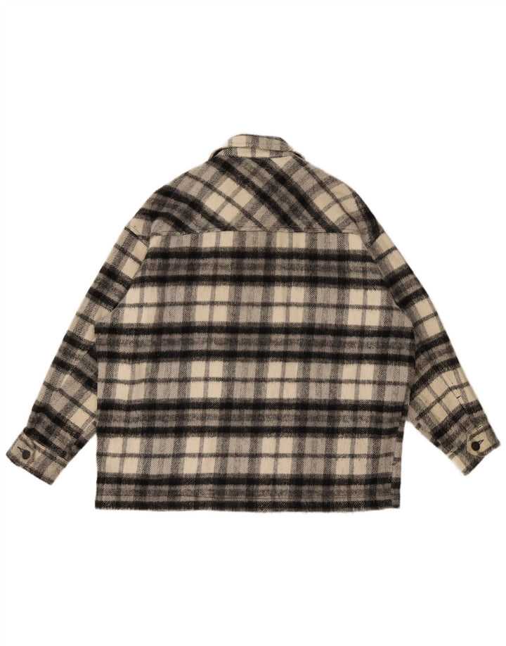 Zara Surchemise surdimensionnée en flanelle pour femme UK 10 Petit carreaux noirs