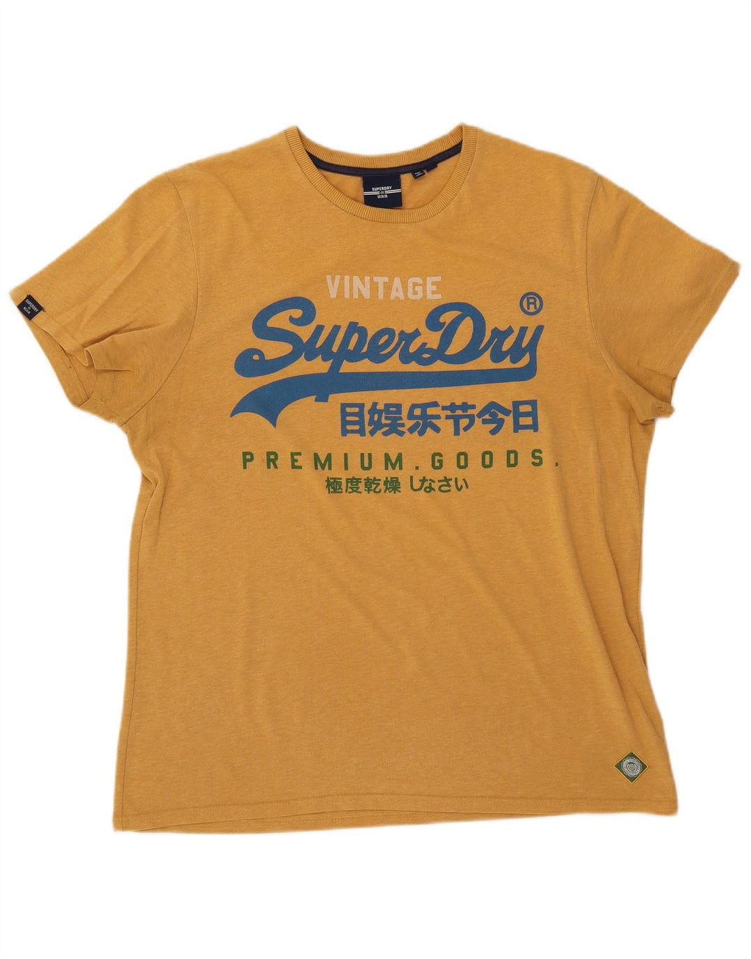 SUPERDRY T-Shirt Graphique Homme Top 2XL Jaune Coton