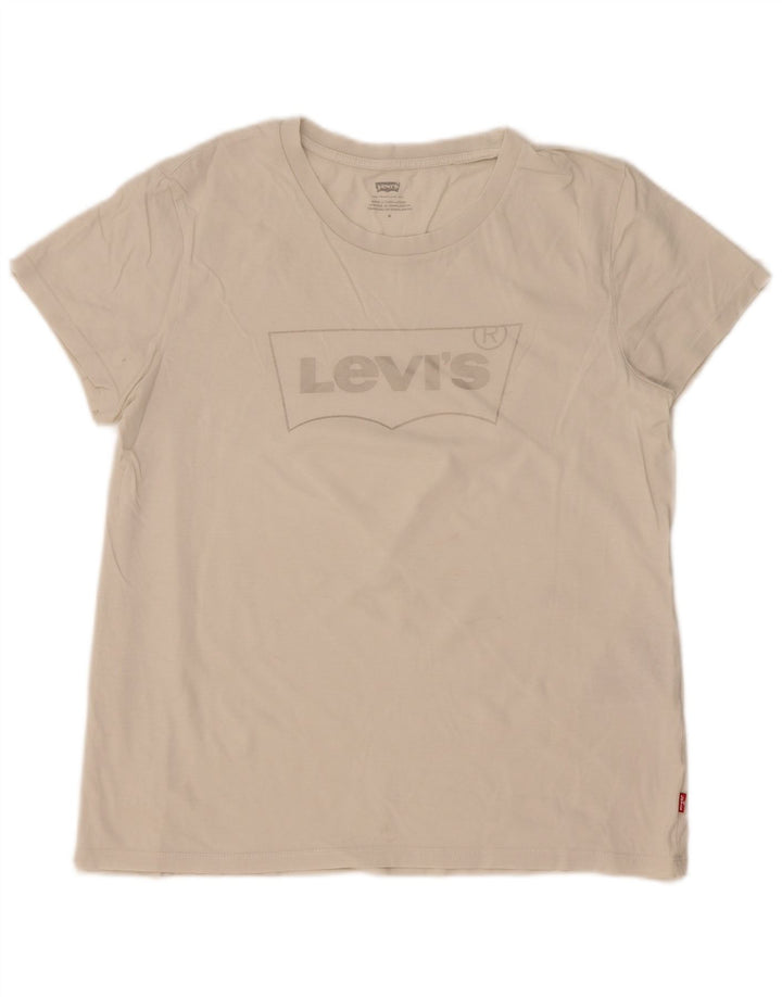 Levi's T-Shirt Graphique Femme UK 14 Coton Blanc Moyen