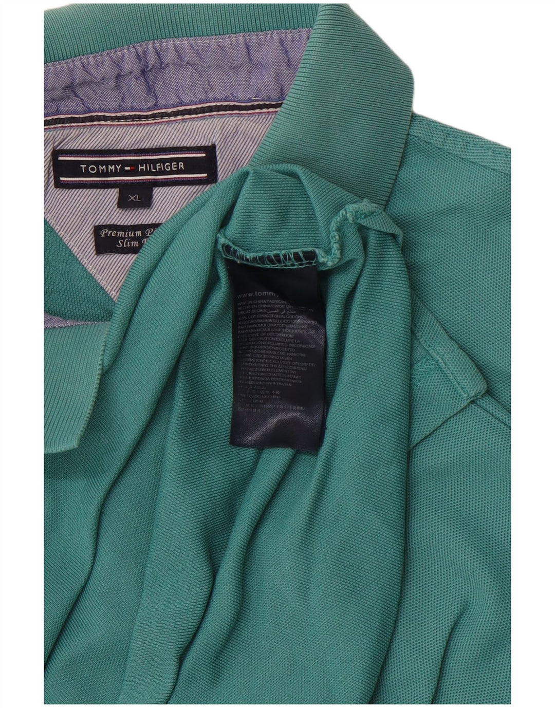 TOMMY HILFIGER Polo Slim Fit Homme XL Coton Turquoise