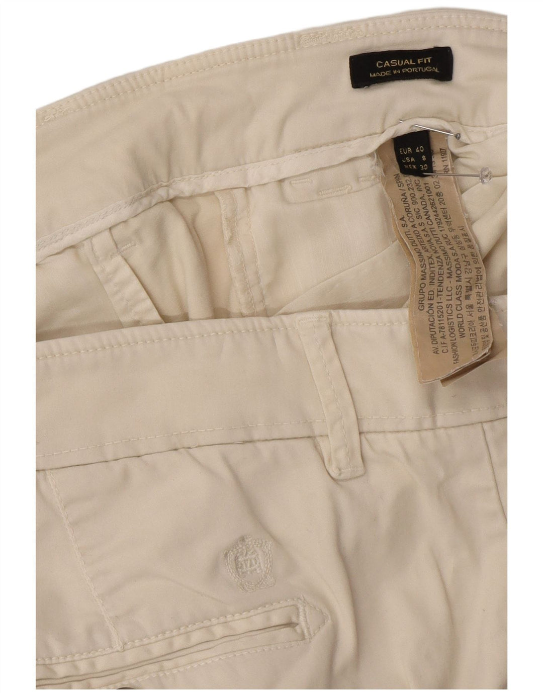 Massimo Dutti Pantalon Chino Femme EU 40 Medium W30 L29 Blanc Cassé