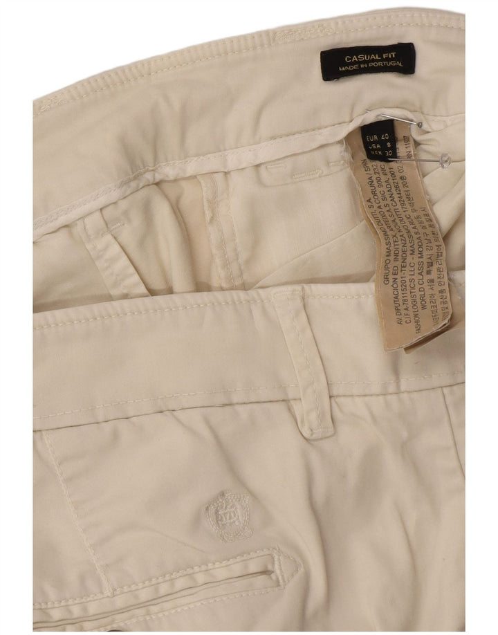 Massimo Dutti Pantalon Chino Femme EU 40 Medium W30 L29 Blanc Cassé