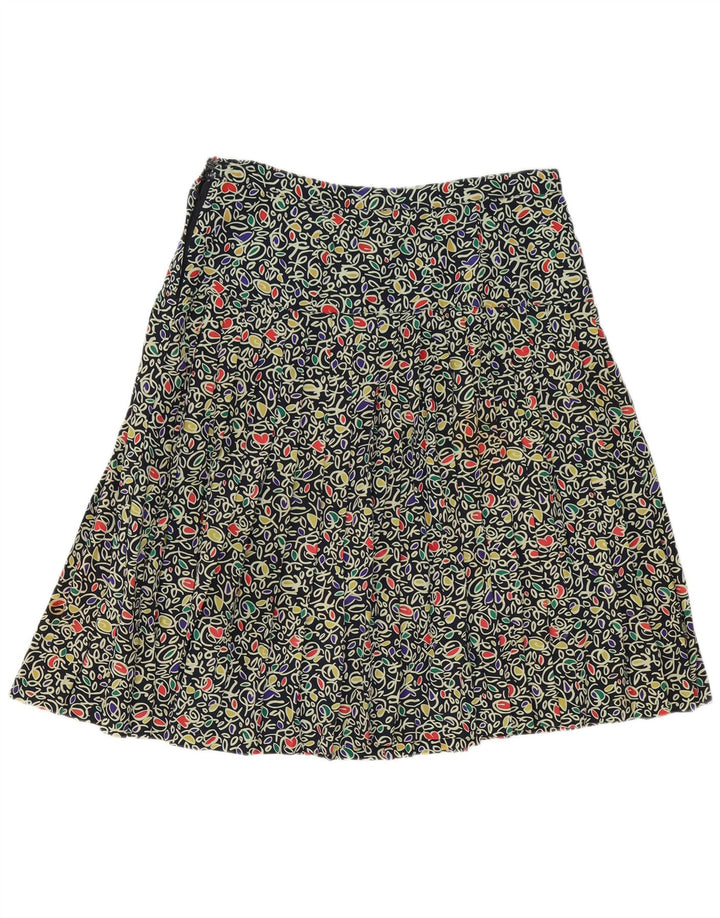 Jupe plissée à motif abstrait vintage pour femmes W34 Large Multicolore