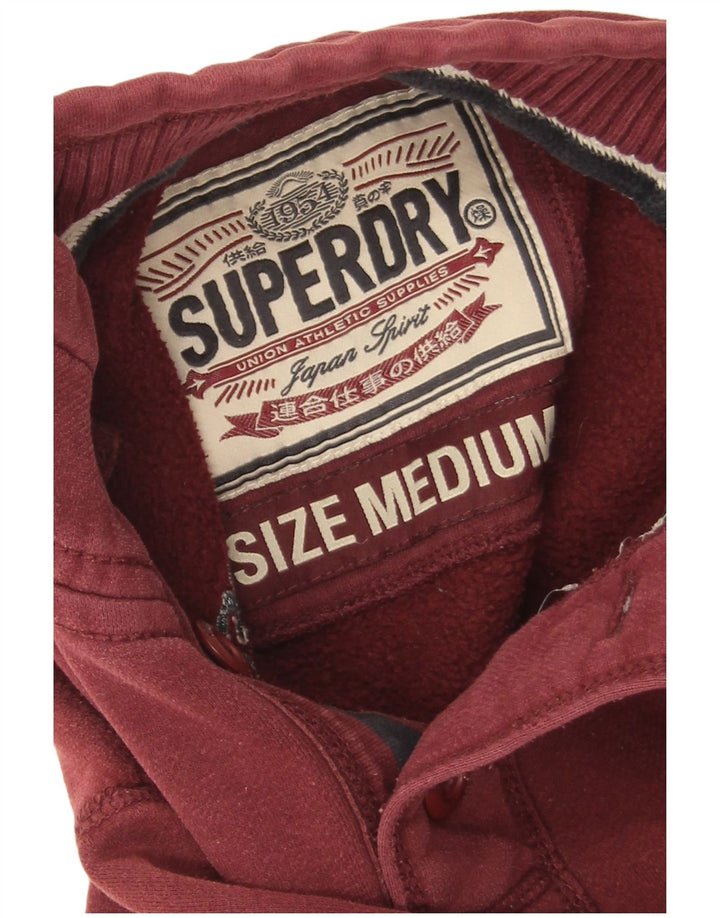 Superdry Sweat-shirt à col boutonné en coton bordeaux moyen pour homme