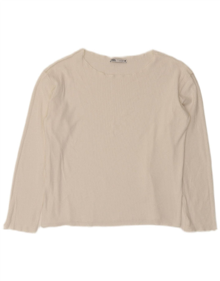 Zara Haut court surdimensionné à manches longues pour femme UK 10 Petit Blanc