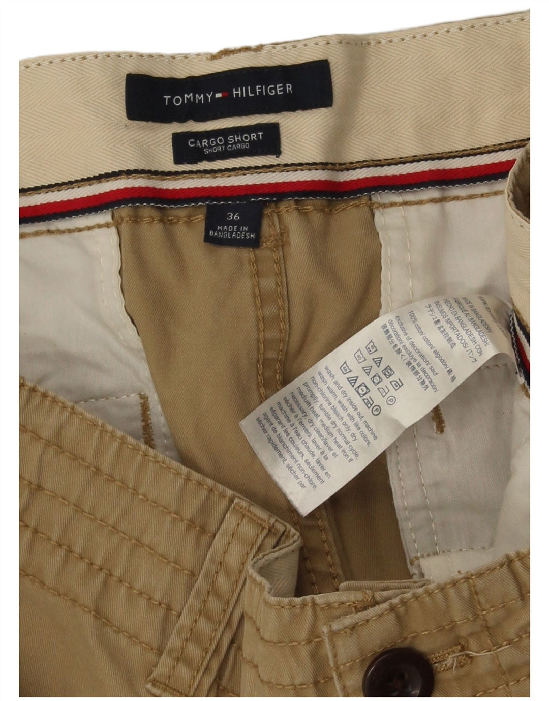 Tommy Hilfiger Short cargo pour homme W36 Grand coton beige