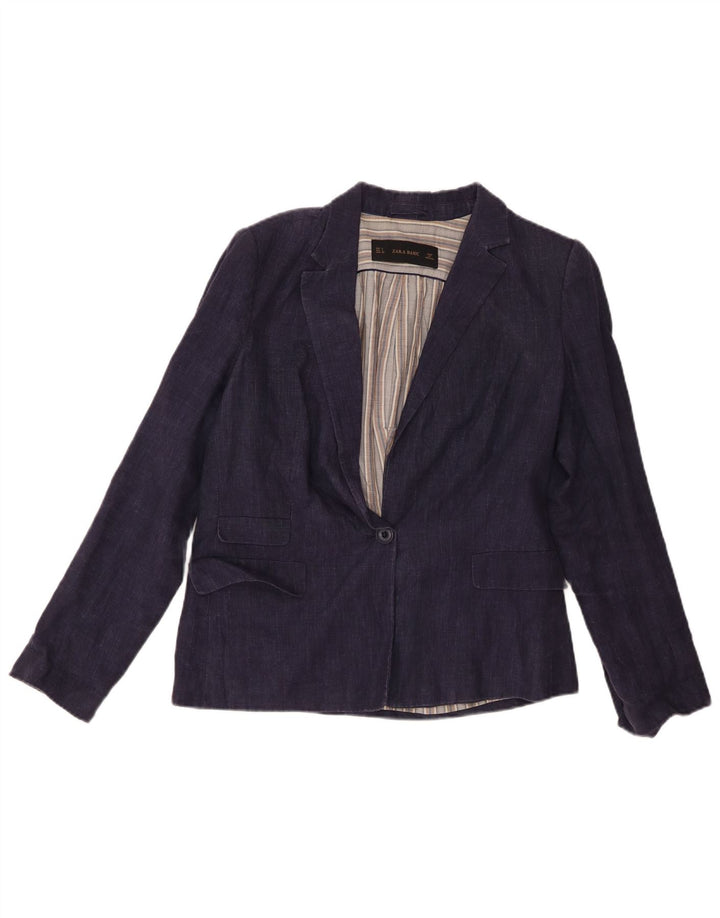 Zara Veste Blazer 1 Bouton Femme UK 16 Large Bleu Marine