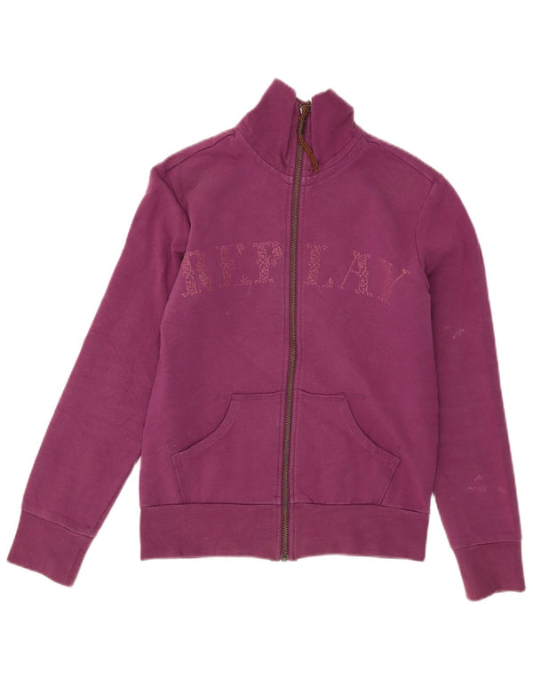 Replay Veste de survêtement graphique pour femme UK 10 Small Violet Coton