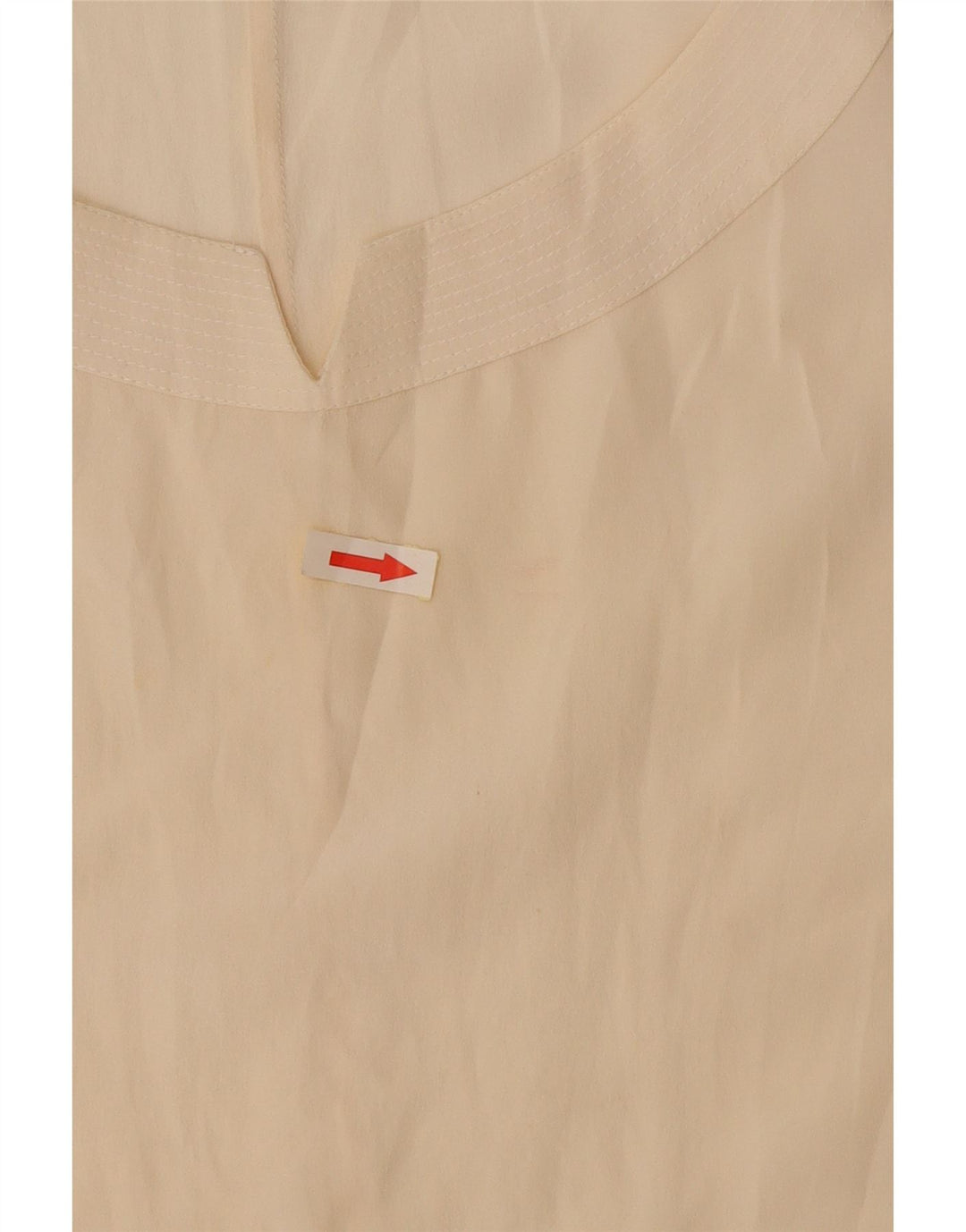 vintage Femmes Crop Sans Manches Blouse Top UK 14 Grande Soie Blanc Cassé