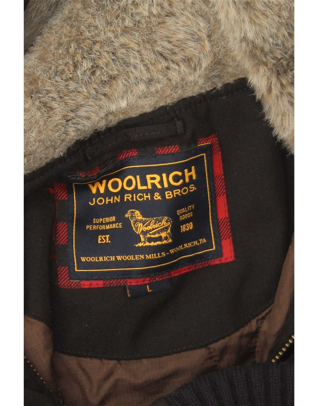 Woolrich Veste bomber rembourrée à capuche pour homme UK 40 Large Noir Polyamide