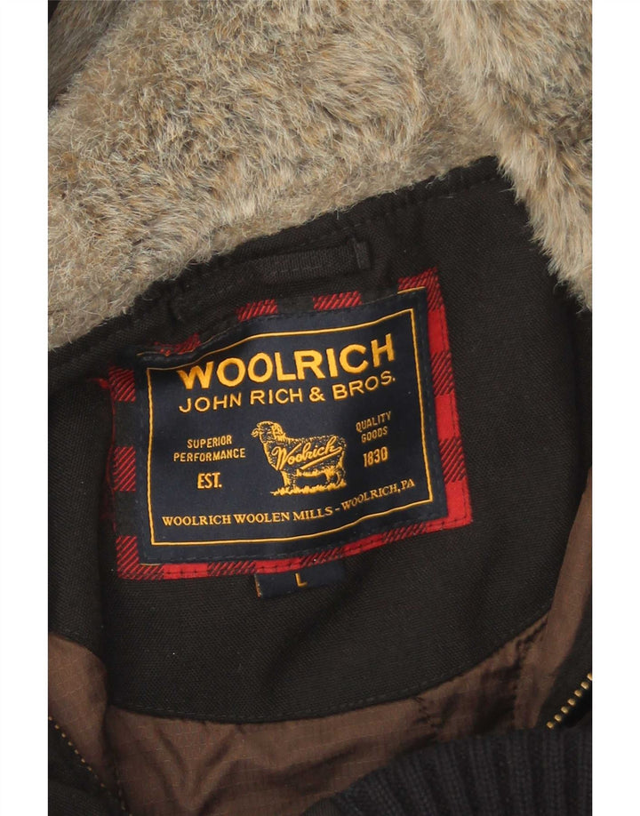 Woolrich Veste bomber rembourrée à capuche pour homme UK 40 Large Noir Polyamide