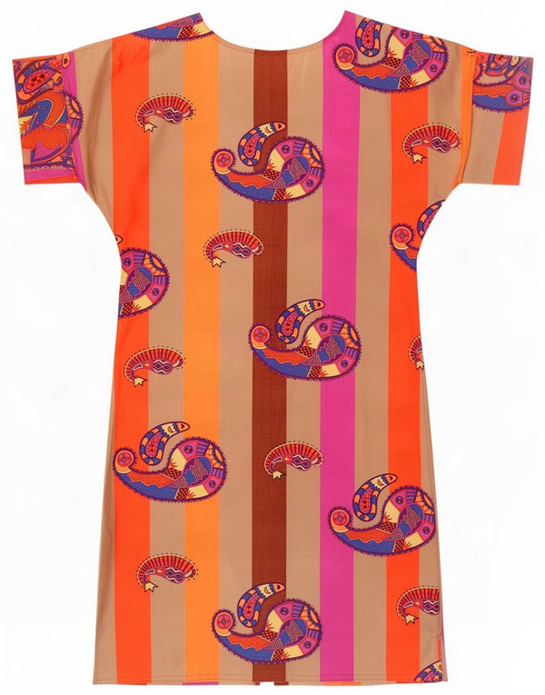 Vintage Womens Basic Dress UK 42 Medium Multicolore Rayé