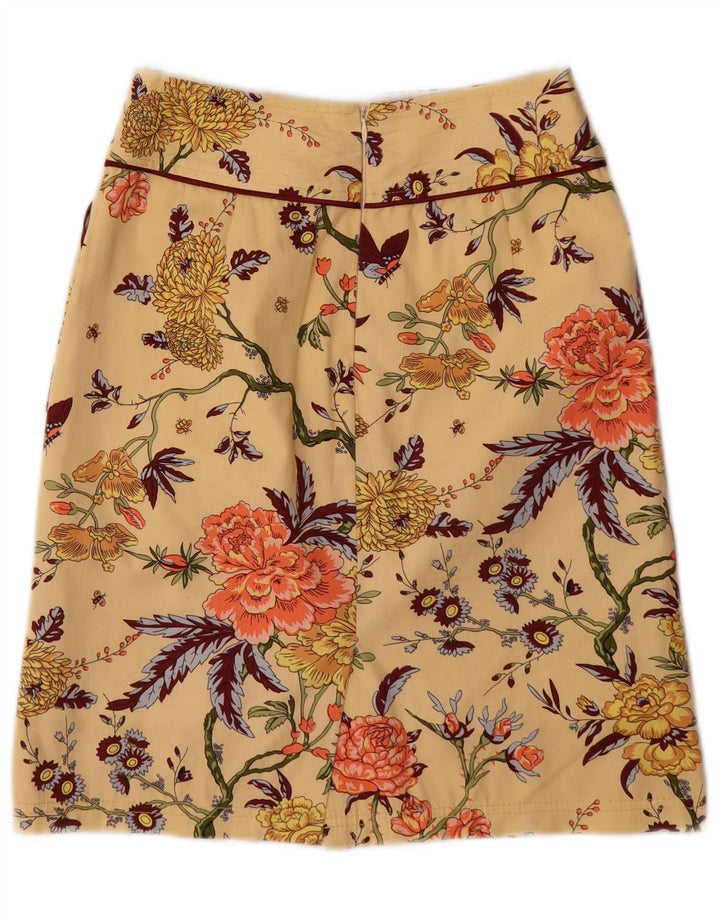 vintage Femme Midi Jupe Moyenne W28 Jaune Floral