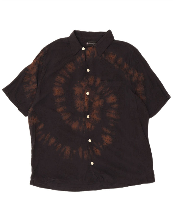 ALL SAINTS Chemise à manches courtes coupe décontractée pour homme Noir moyen Tie Dye