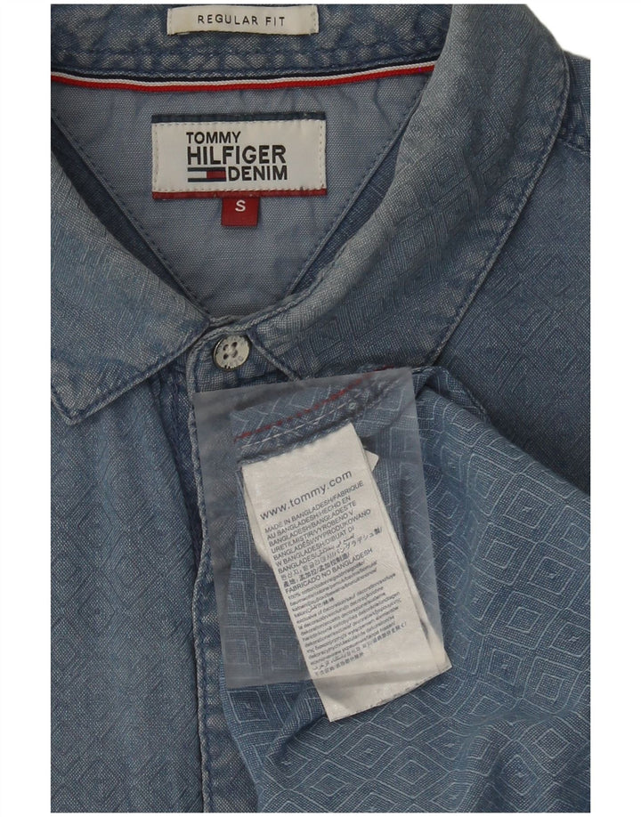 Tommy Hilfiger Chemise Regular Fit Homme Petit Bleu Géométrique Coton