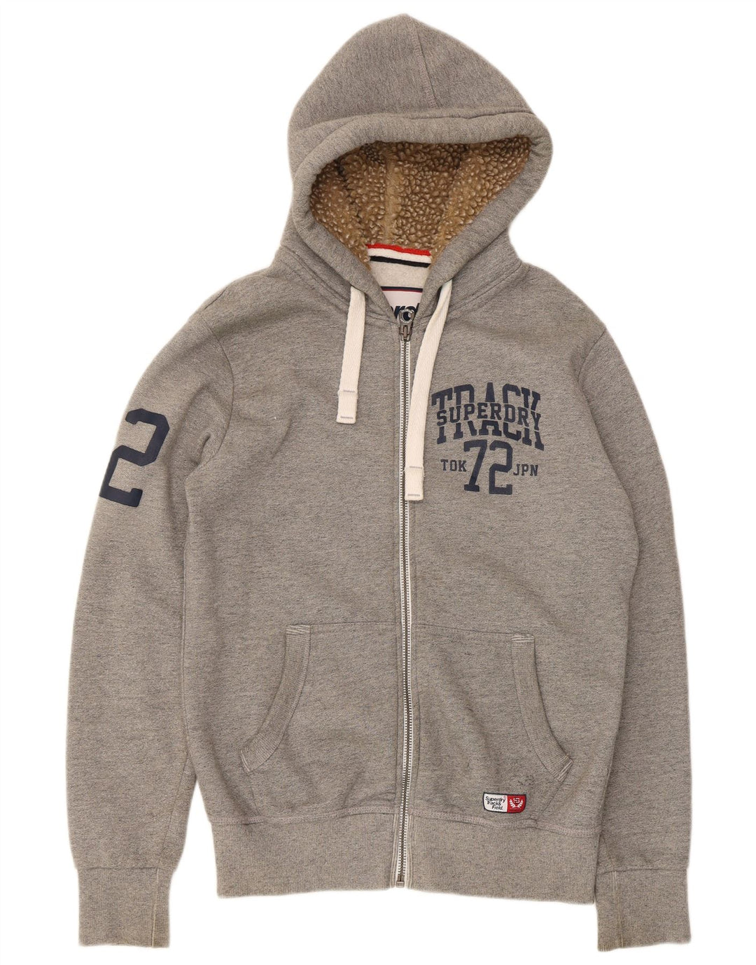 Superdry Pull à capuche zippé graphique pour hommes, grand coton gris