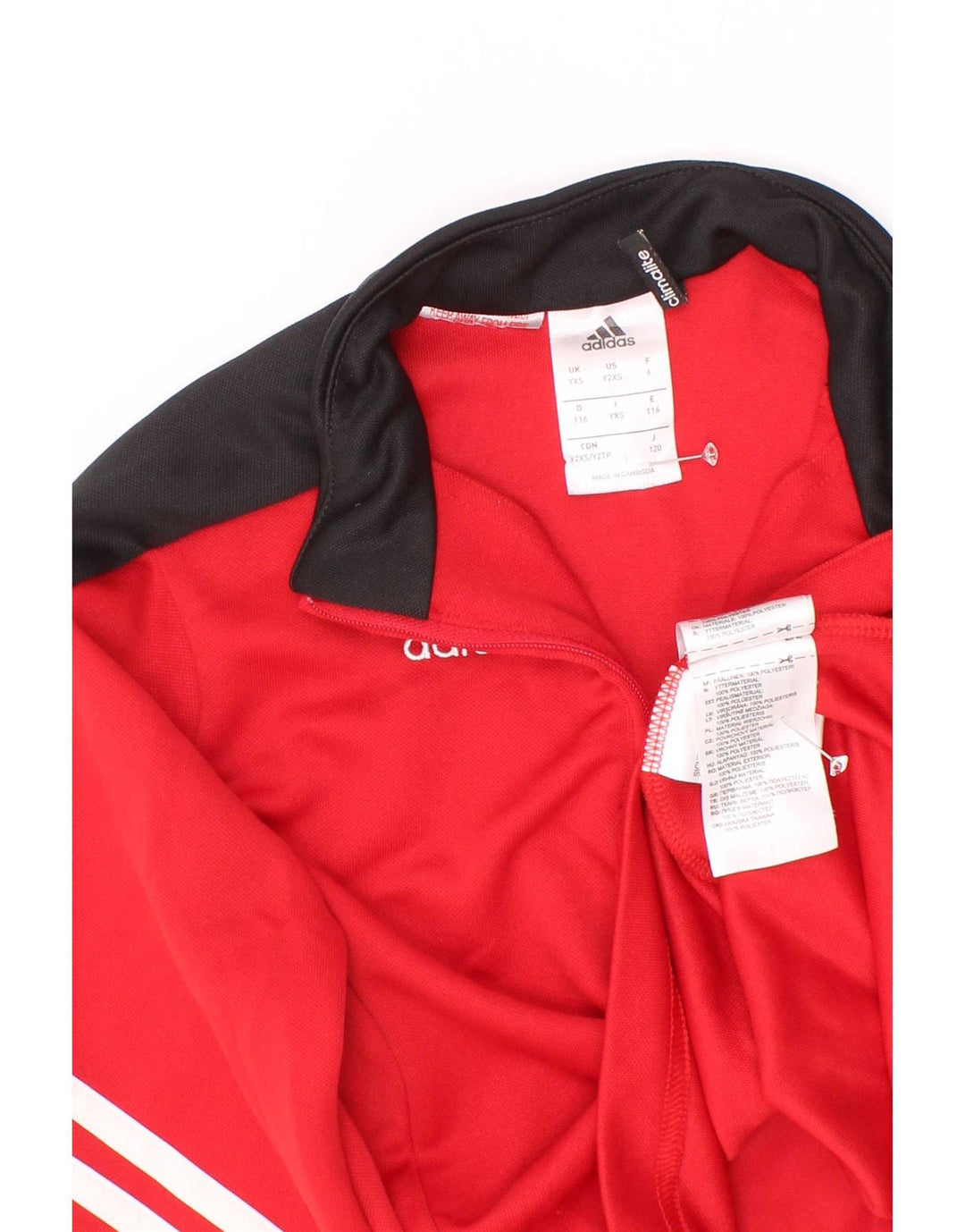Adidas Haut de survêtement à col zippé pour garçon 5-6 ans XS Rouge Colourblock