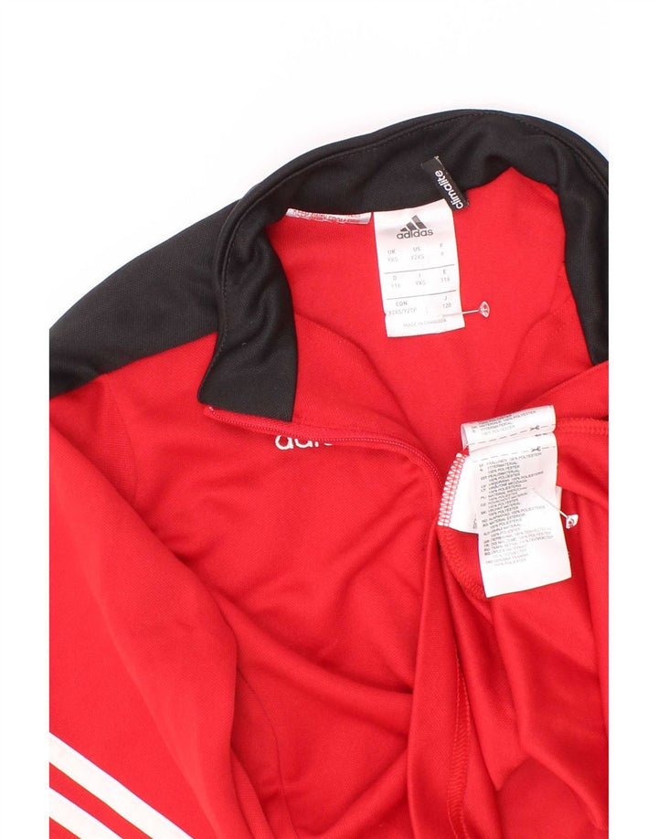 Adidas Haut de survêtement à col zippé pour garçon 5-6 ans XS Rouge Colourblock