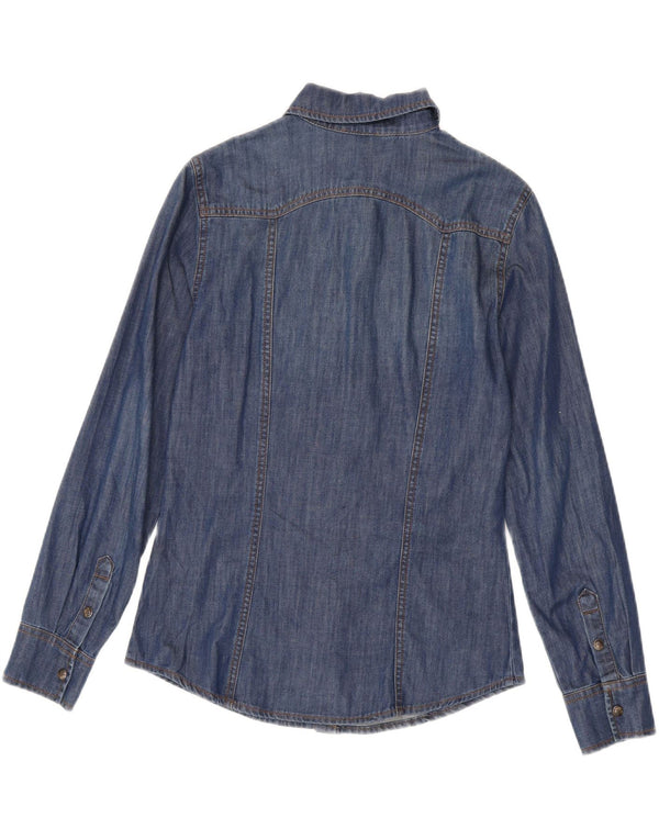 Benetton Chemise En Jean UK 6 XS Bleu Marine Coton Femme