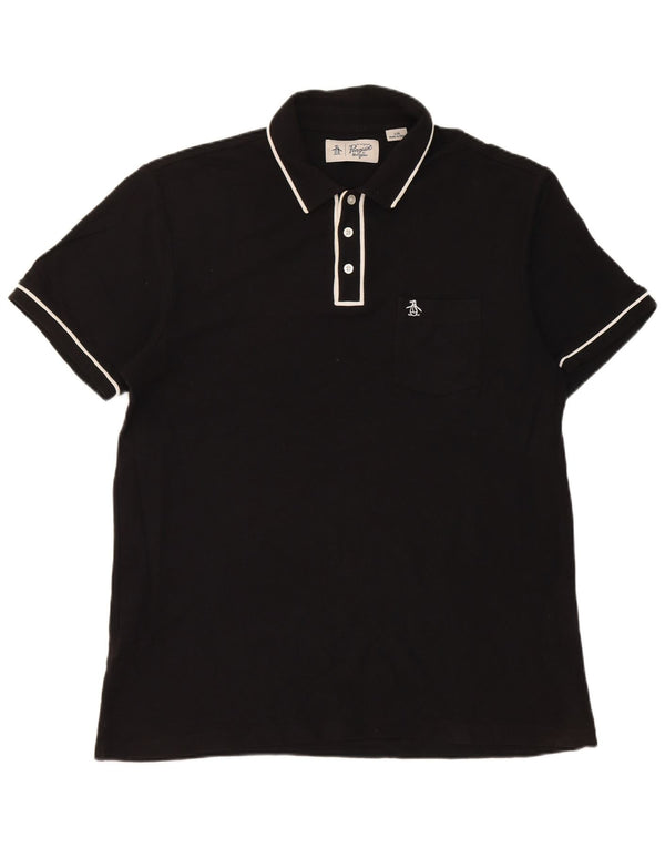 Penguin Polo à manches courtes pour homme, coupe régulière, grand, en coton noir