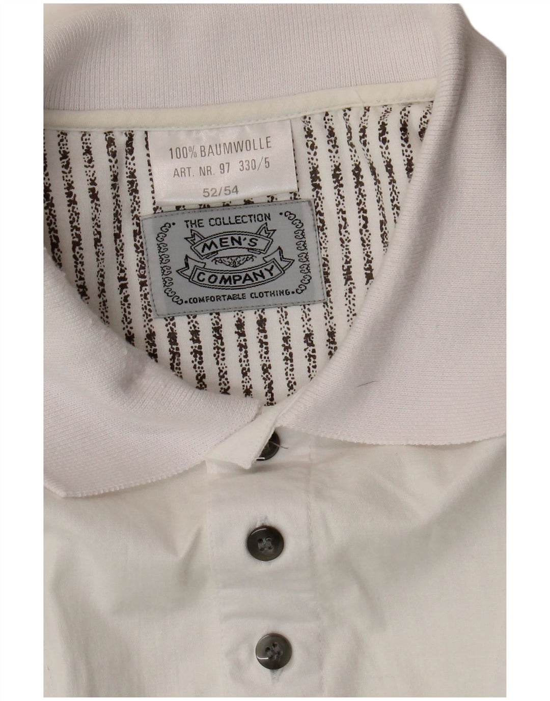 vintage Mens Manches Courtes Pull Chemise IT 52/54 Grand Blanc Rayé