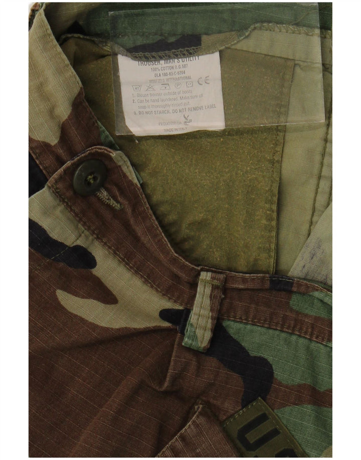 VINTAGE Short décontracté pour homme W38 XL Kaki Camouflage Coton