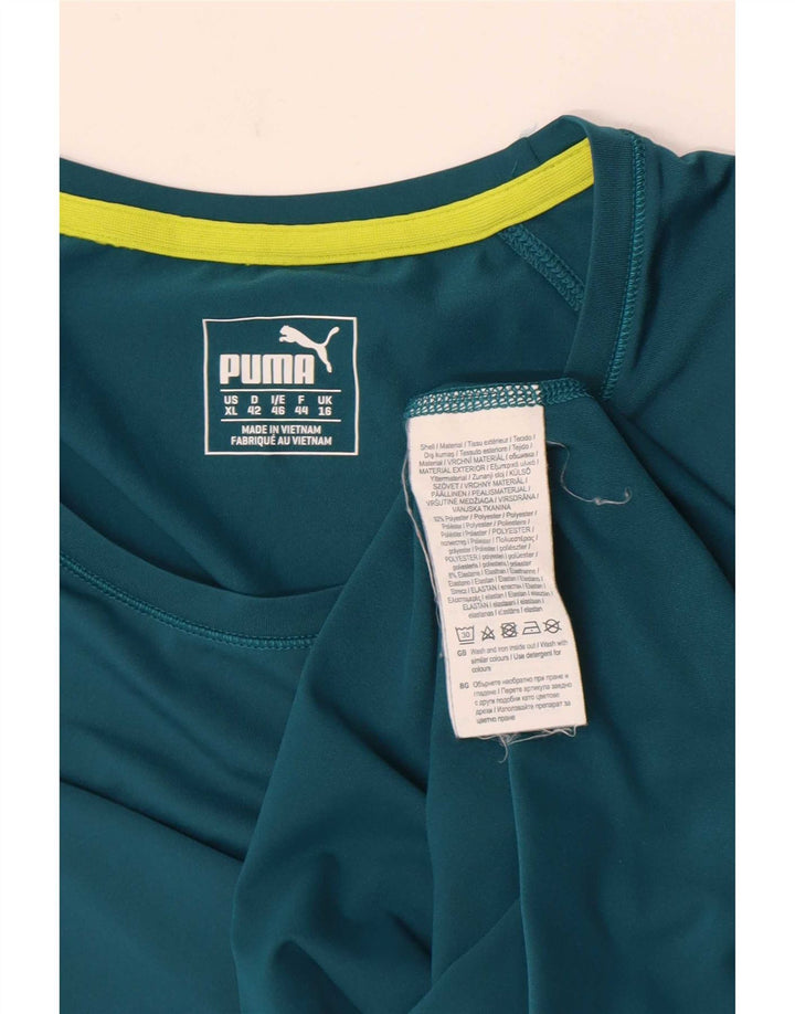 Puma T-Shirt Femme Top UK 16 Large Vert Polyester