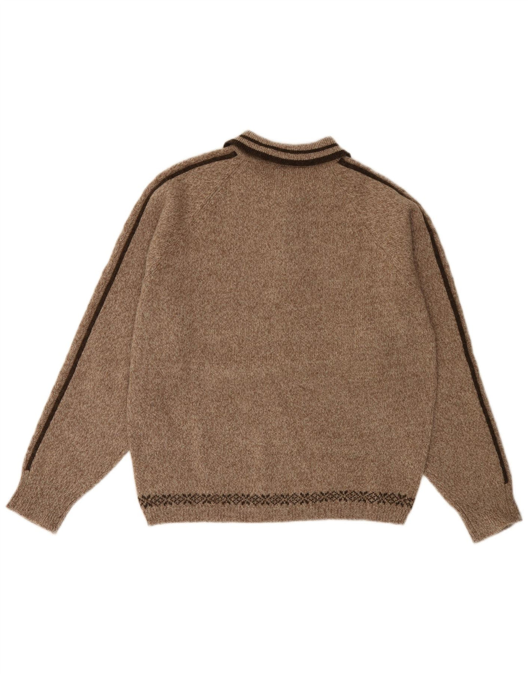 HAMMERSCHMID Pull graphique à col polo pour homme Marron moyen moucheté