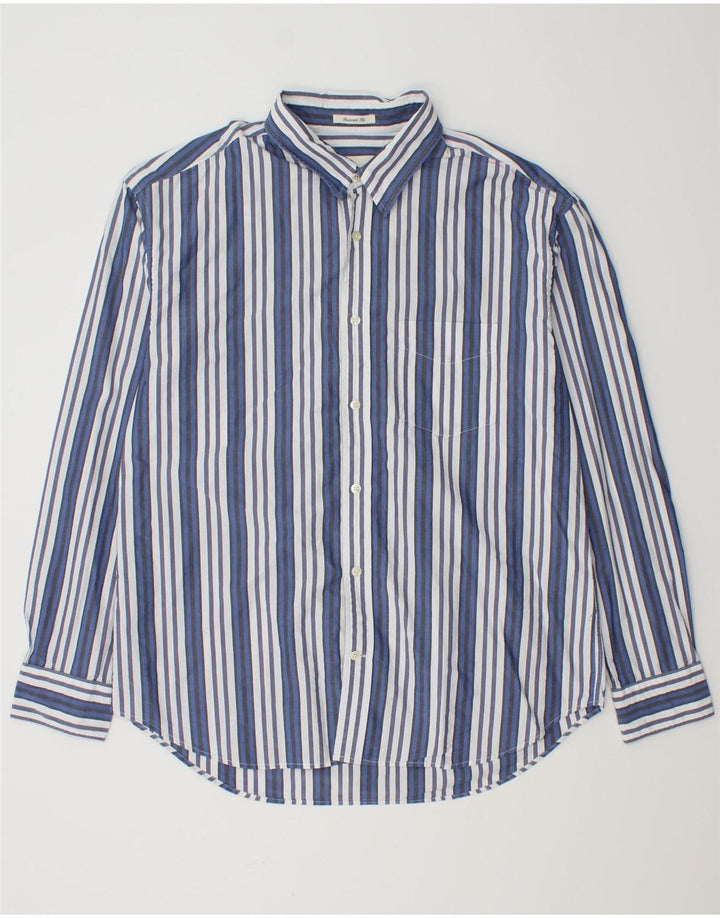 Gant Chemise coupe décontractée pour homme Taille 39/40 Coton rayé bleu moyen