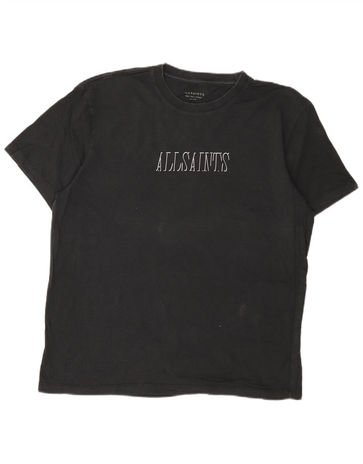 All Saints T-shirt graphique coupe décontractée pour hommes, petit, noir, en coton