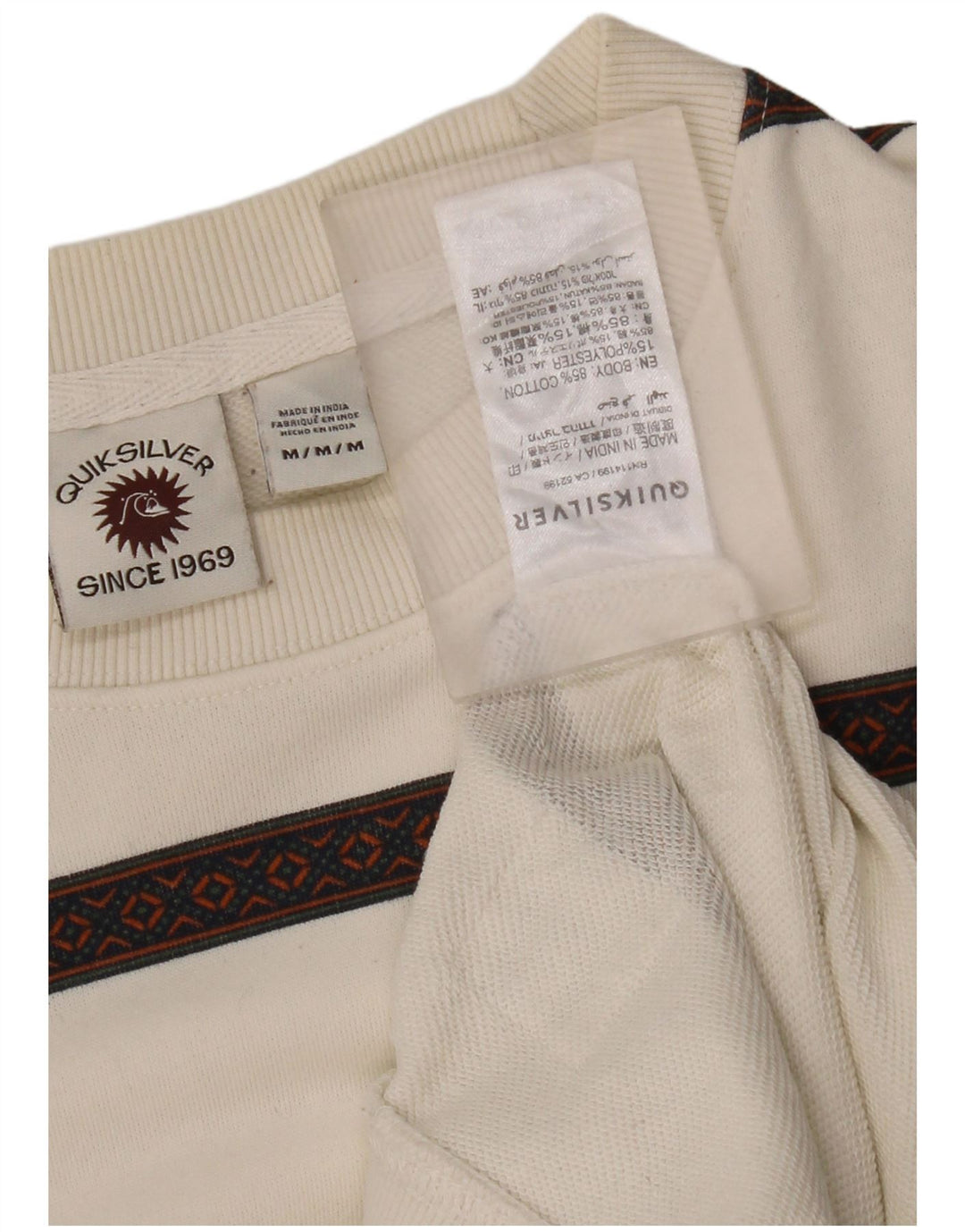 Quiksilver Sweat-shirt pour homme en coton rayé blanc moyen