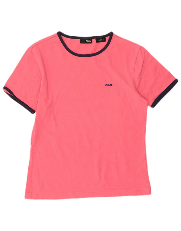 FILA T-Shirt Femme UK 12 Rose Moyen Coton