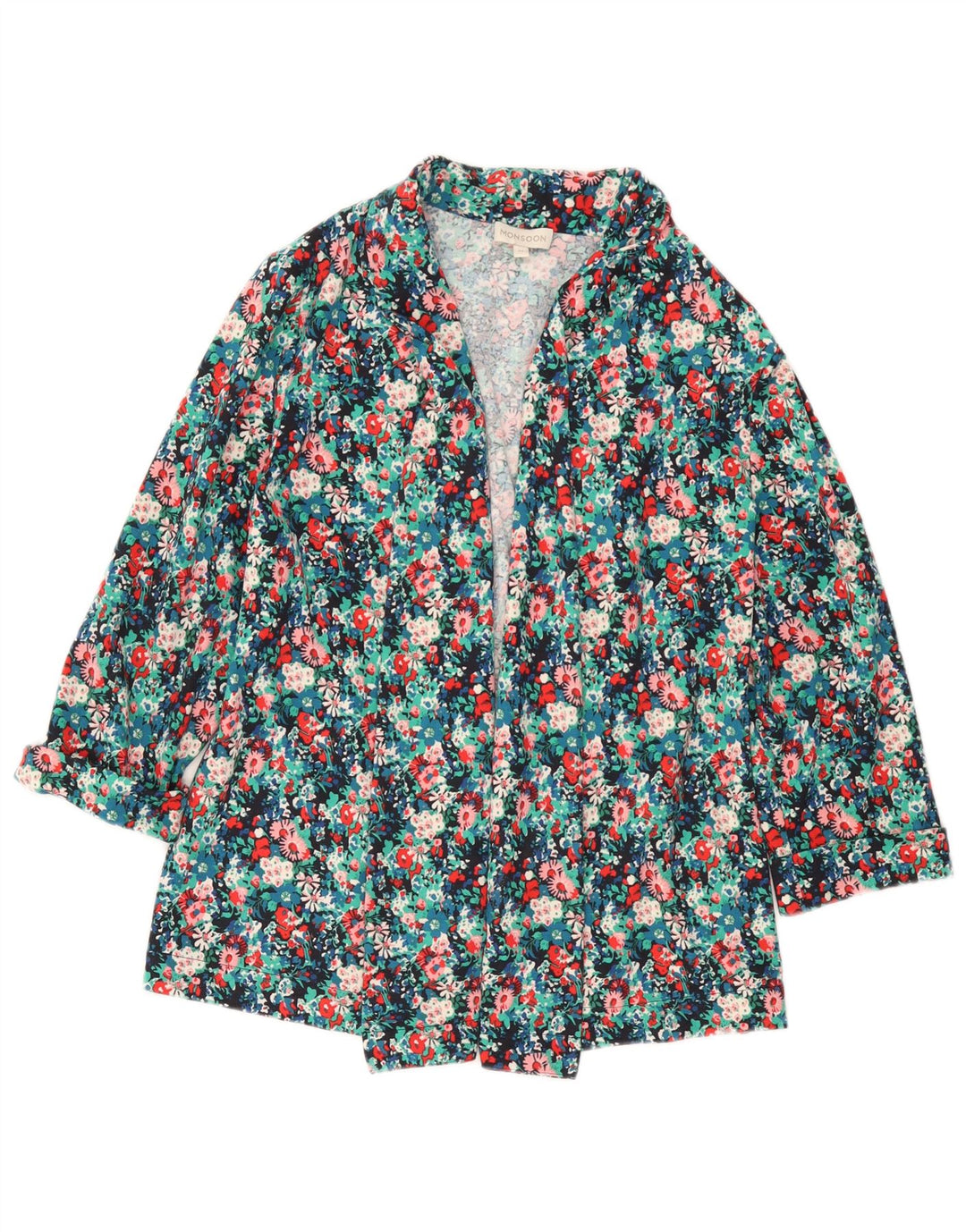 MONSOON Veste blazer ouverte pour femme UK 14 Medium Multicolore Floral
