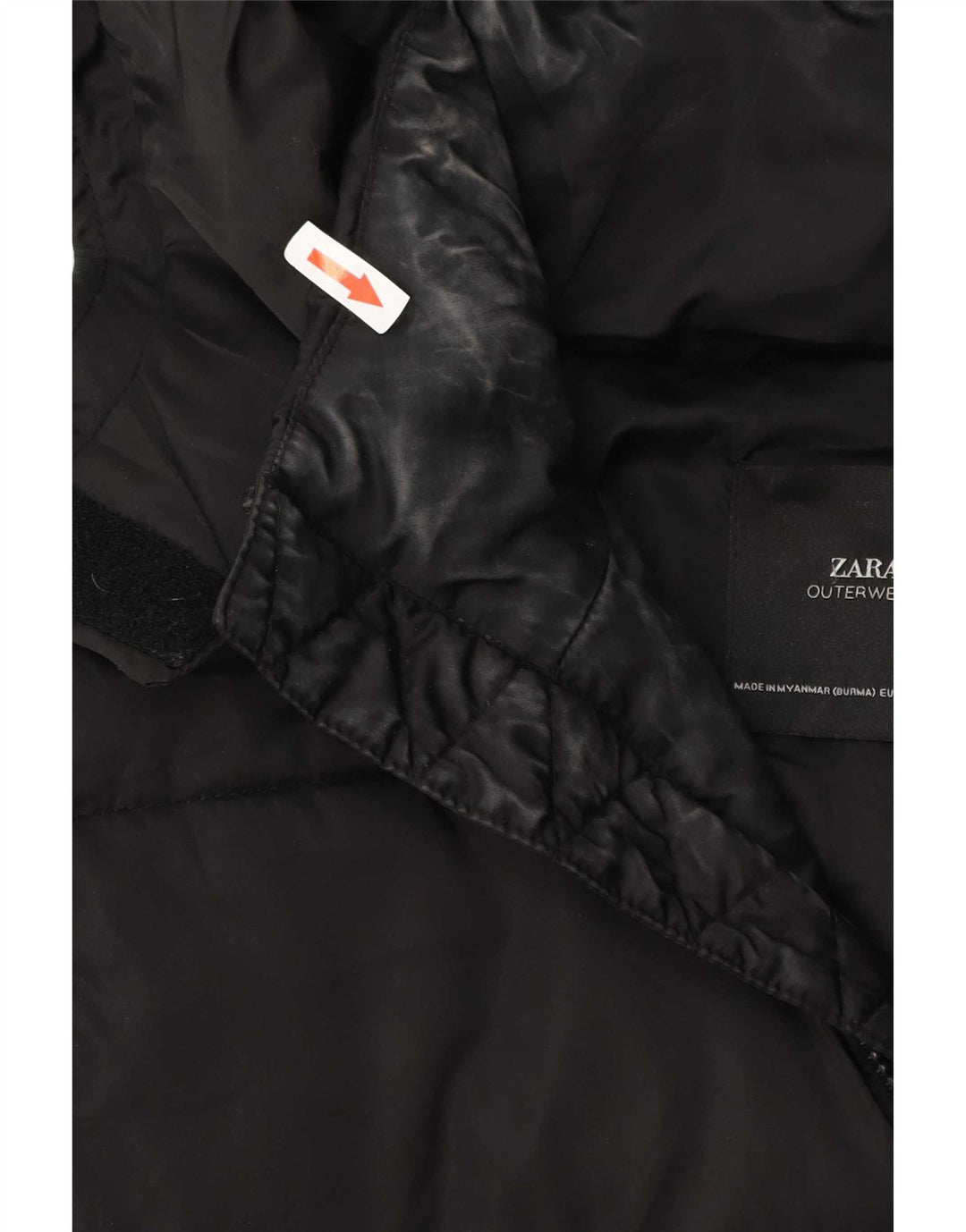 Zara Veste Anorak rembourrée à capuche surdimensionnée pour femme UK 10 Small Noir