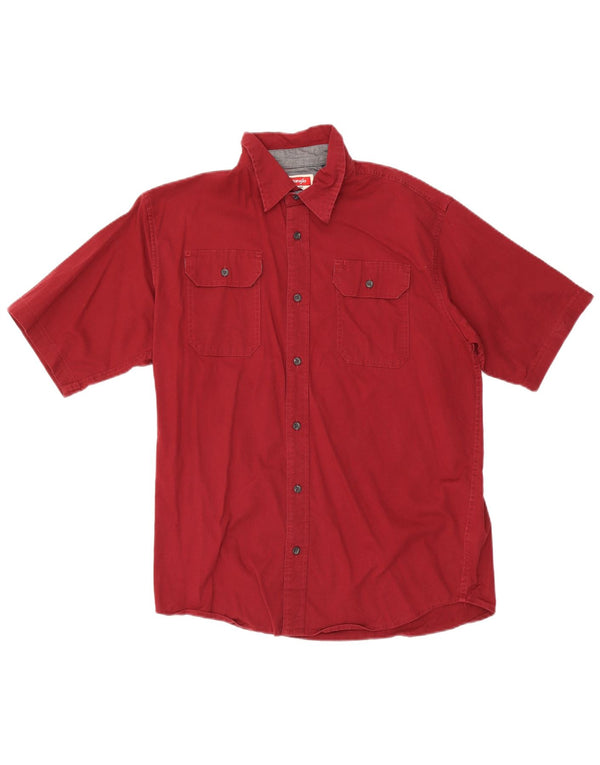 Wrangler Chemise à manches courtes pour homme en coton bordeaux moyen