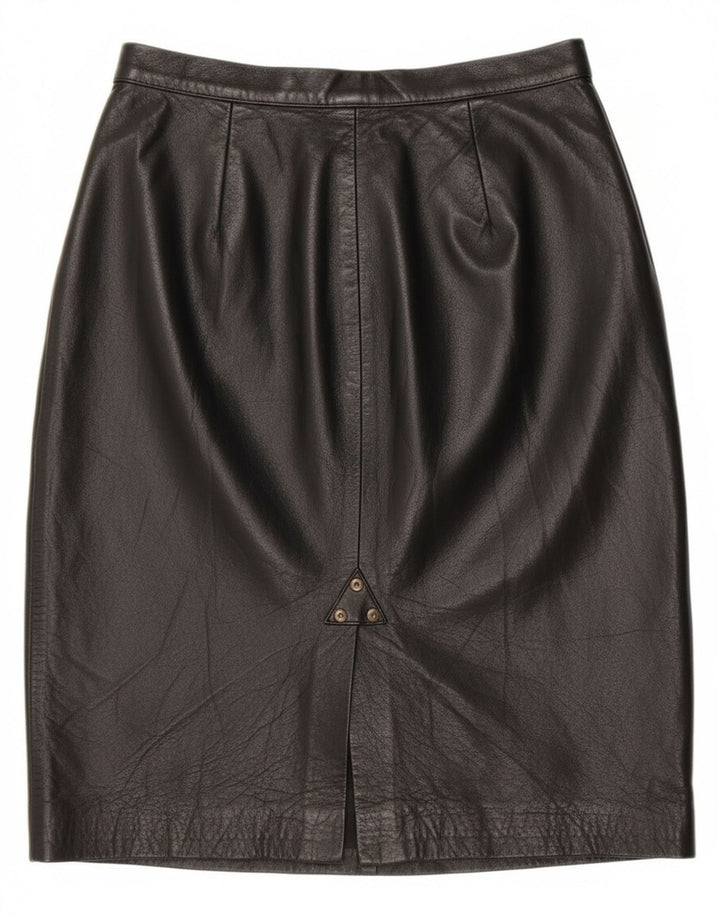 jupe en cuir taille haute femme vintage IT 42 Medium W28 Noir