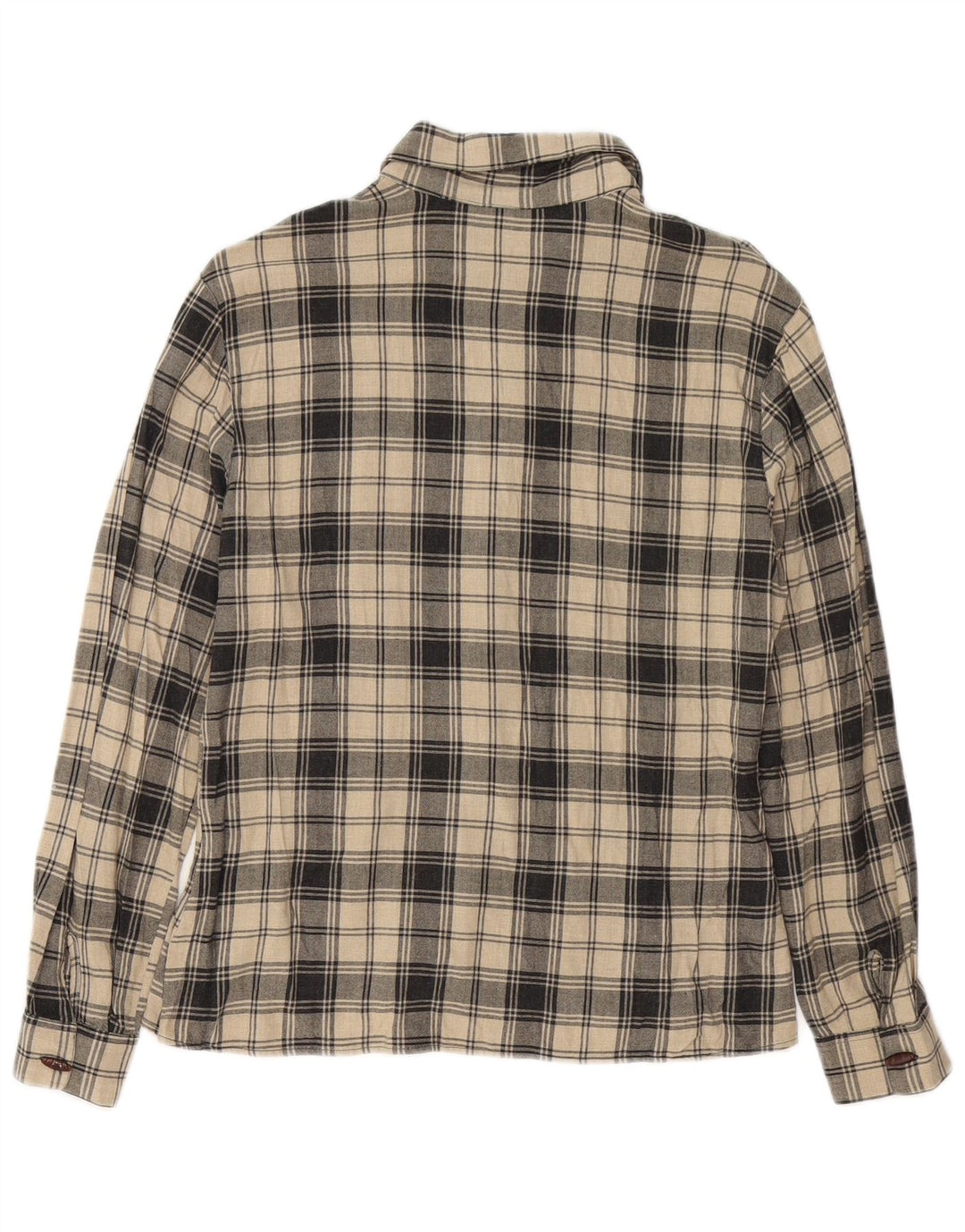 Benetton Chemise IT 44 Beige Moyen À Carreaux Viscose