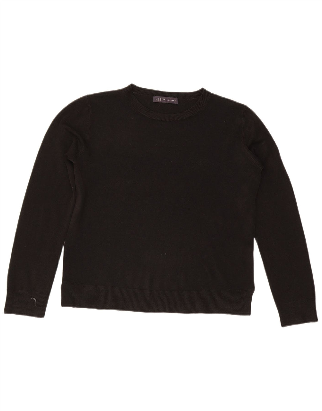 Marks & Spencer Pull à col rond pour femme UK 14 Acrylique noir moyen