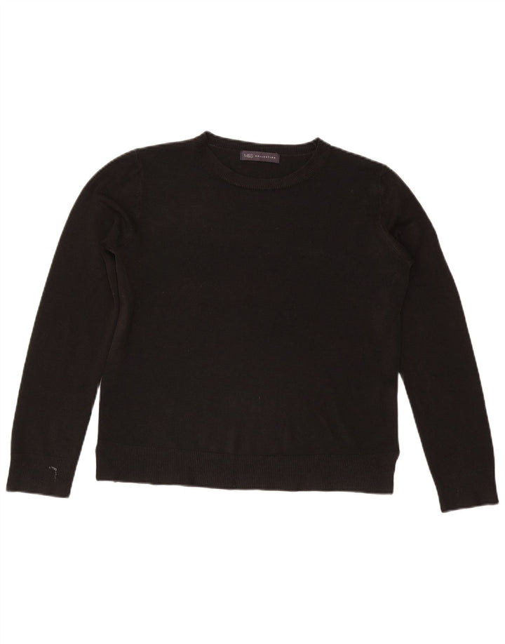 Marks & Spencer Pull à col rond pour femme UK 14 Acrylique noir moyen