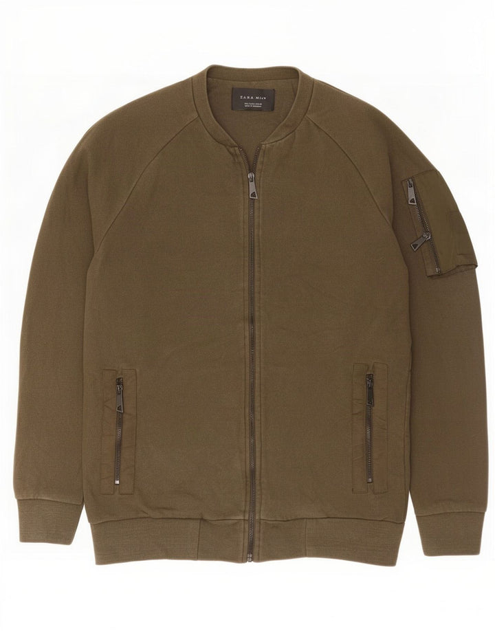 Zara Mens Survêtement Top Jacket Large Kaki Coton