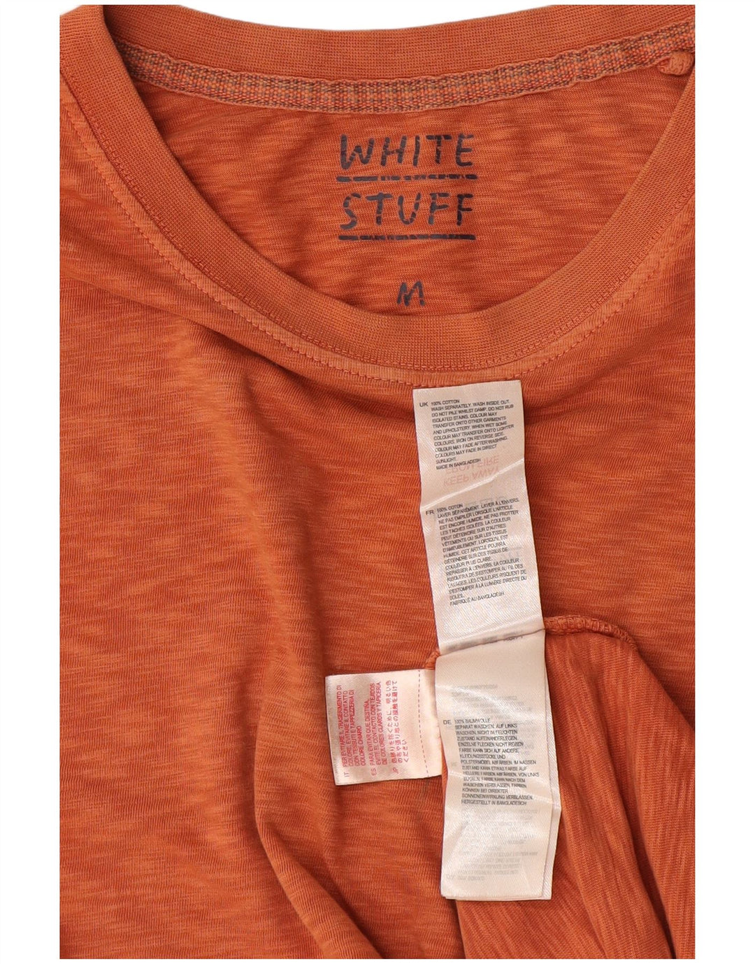 WHITE STUFF T-Shirt Homme Coton Chiné Orange Moyen