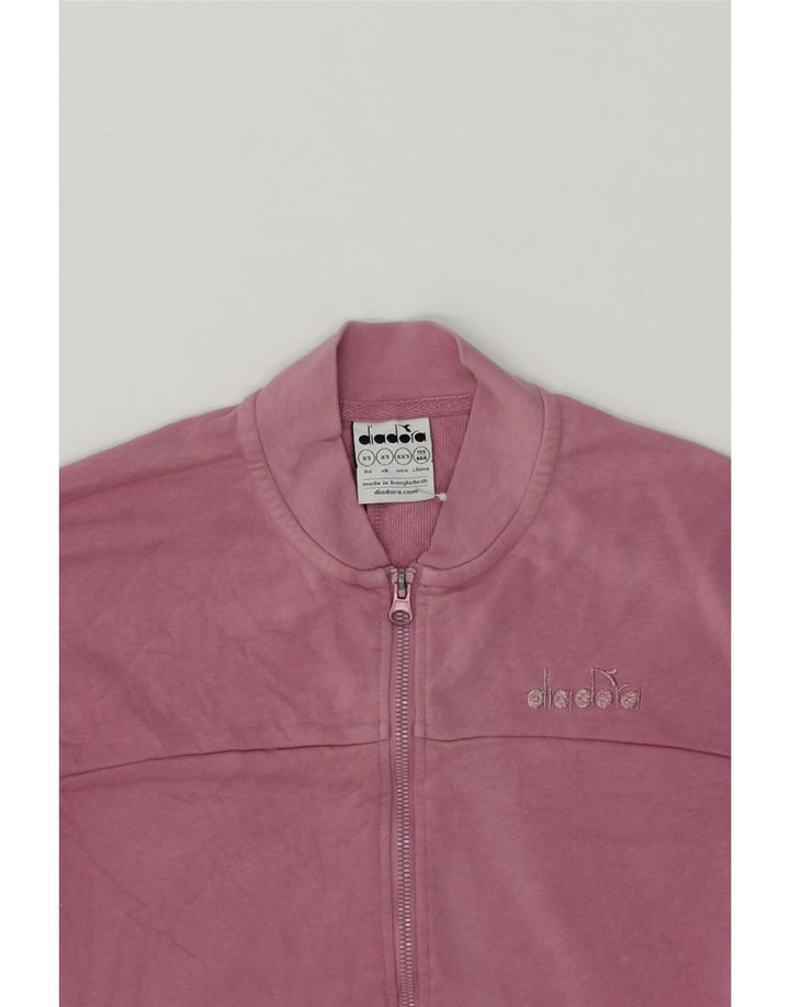 DIADORA Womens Oversized Tracksuit Top Jacket UK 6 XS Pink Vintage Diadora and Second-Hand Diadora from Messina Hembry 