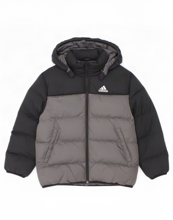 Adidas Veste matelassée à capuche pour garçon 6-7 ans Noir Colorblock Polyester