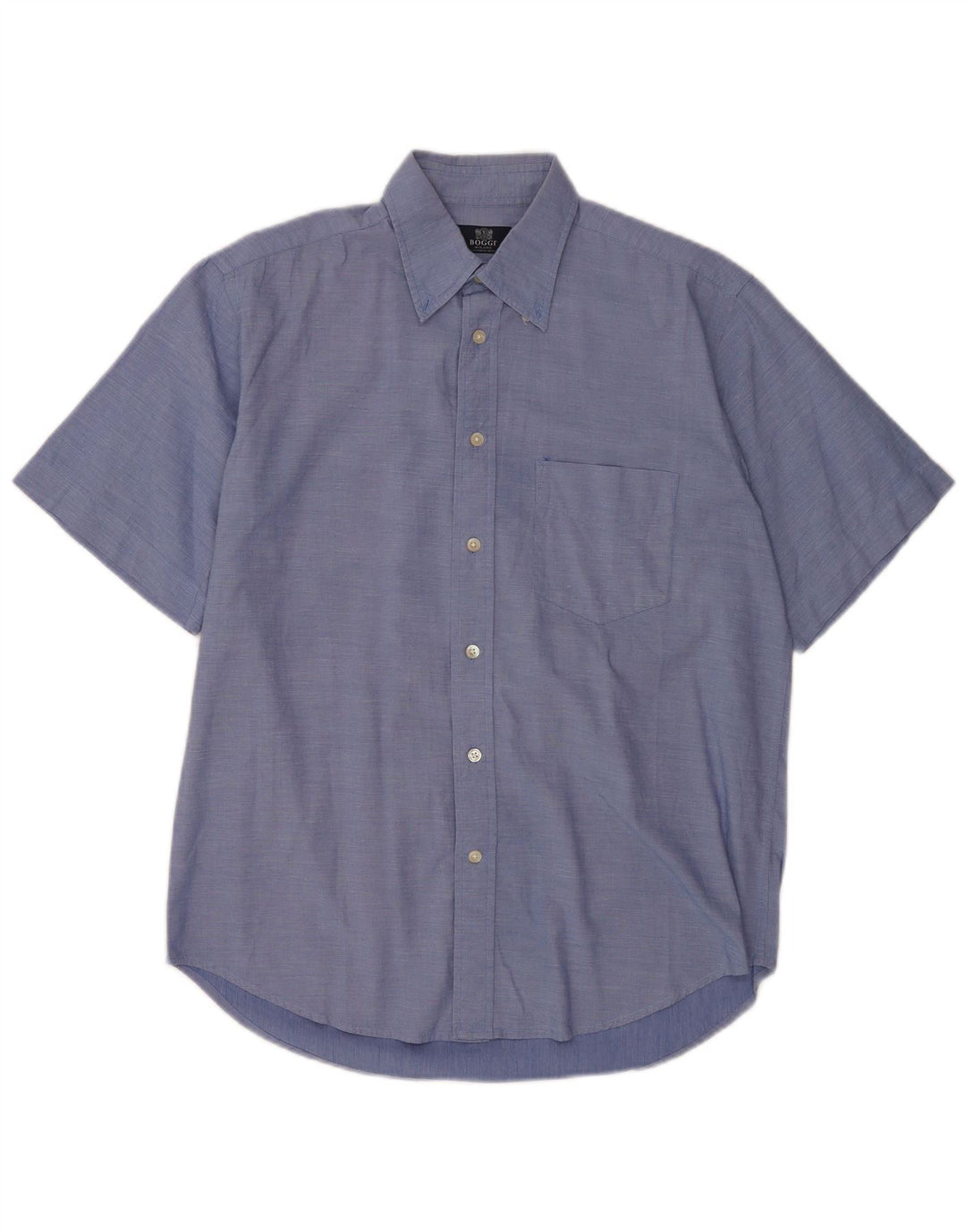 Boggi Chemise à Manches Courtes Milano Homme Bleu Moyen Coton