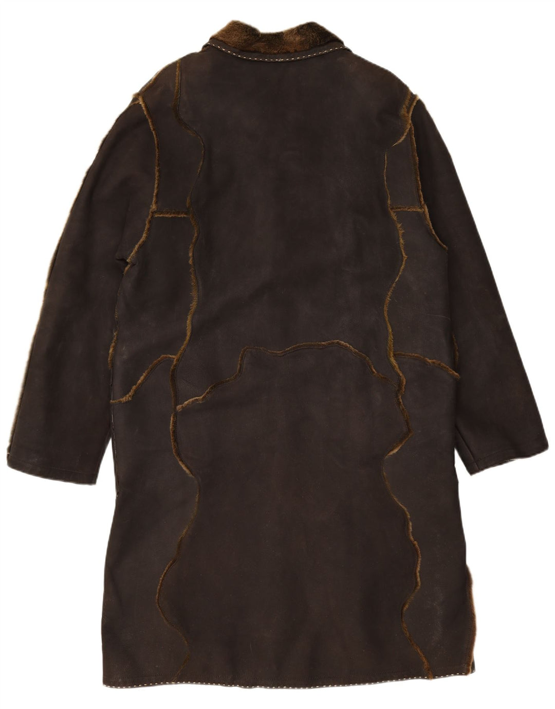 VINTAGE Manteau en daim femme UK 16 Grand Marron