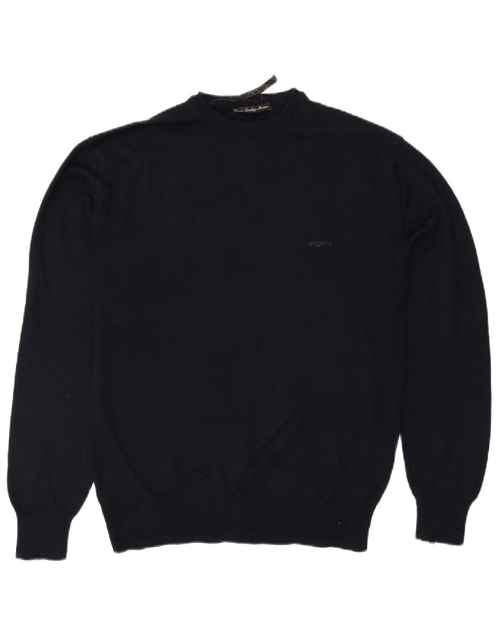 Ungaro Pull ras du cou pour homme IT 48 Small Bleu marine en laine