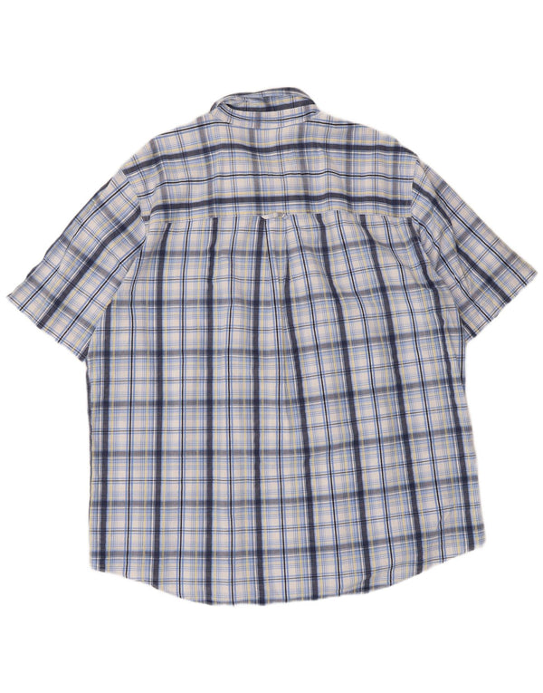 Chaps Chemise à Manches Courtes Homme XL Bleu à Carreaux Coton
