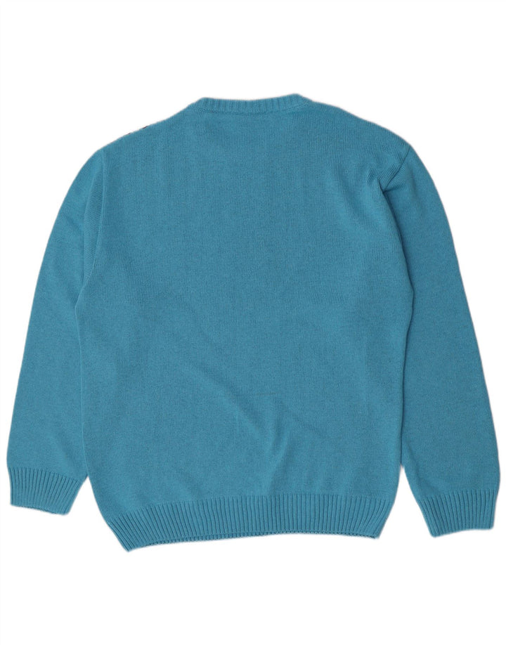 Gixan Pull col rond coupe classique pour homme IT 50 Bleu moyen rayé