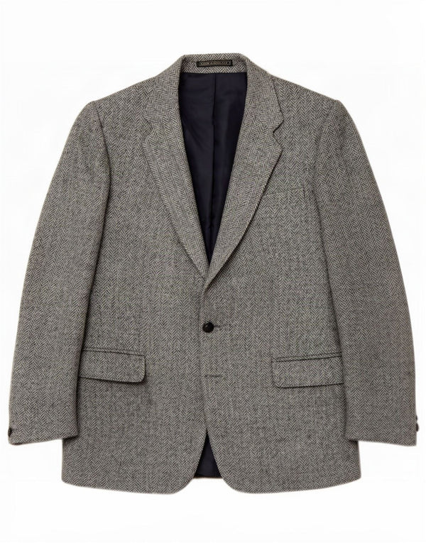 Charles Barker Veste blazer Harris Tweed pour homme UK 40 Grand chevron bleu