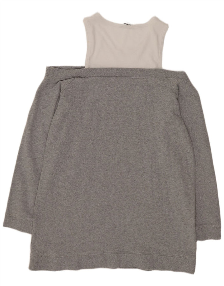 Dkny Sweat-shirt long pour femme UK 16 Large Gris Colorblock